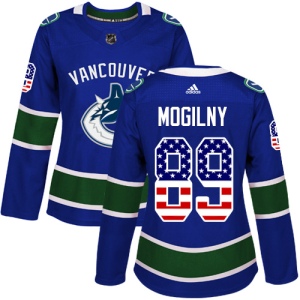 Women's Alexander Mogilny Vancouver Canucks Authentic USA Flag Fashion Jersey - Blue