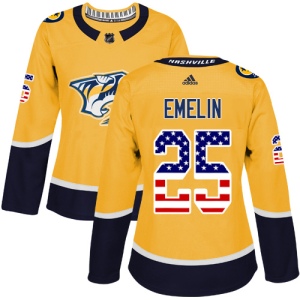 Women's Alexei Emelin Nashville Predators Authentic USA Flag Fashion Jersey - Gold