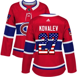 Women's Alexei Kovalev Montreal Canadiens Authentic USA Flag Fashion Jersey - Red