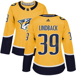 Women's Anders Lindback Nashville Predators Authentic Home Jersey - Gold