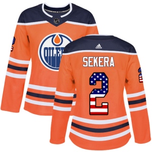 Women's Andrej Sekera Edmonton Oilers Authentic USA Flag Fashion Jersey - Orange