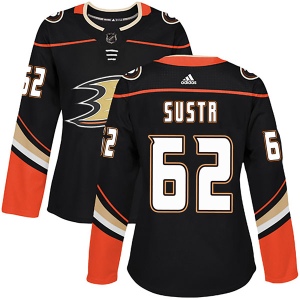 Women's Andrej Sustr Anaheim Ducks Authentic Home Jersey - Black