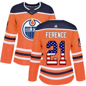 Women's Andrew Ference Edmonton Oilers Authentic USA Flag Fashion Jersey - Orange