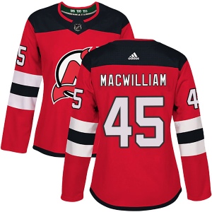 Women's Andrew MacWilliam New Jersey Devils Authentic Home Jersey - Red