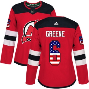 Women's Andy Greene New Jersey Devils Authentic USA Flag Fashion Jersey - Red