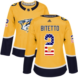 Women's Anthony Bitetto Nashville Predators Authentic USA Flag Fashion Jersey - Gold