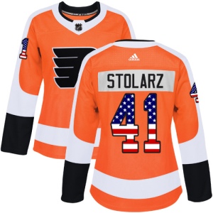 Women's Anthony Stolarz Philadelphia Flyers Authentic USA Flag Fashion Jersey - Orange