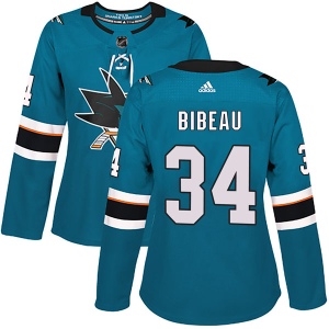 Women's Antoine Bibeau San Jose Sharks Authentic Home Jersey - Teal