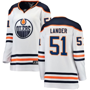 Women's Anton Lander Edmonton Oilers Authentic Away Breakaway Jersey - White