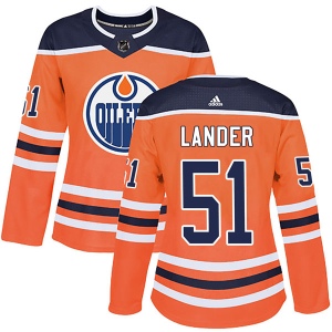 Women's Anton Lander Edmonton Oilers Authentic r Home Jersey - Orange