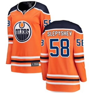 Women's Anton Slepyshev Edmonton Oilers Authentic r Home Breakaway Jersey - Orange