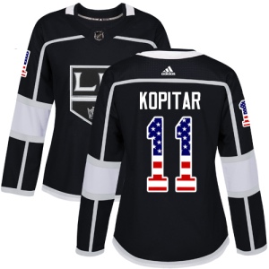 Women's Anze Kopitar Los Angeles Kings Authentic USA Flag Fashion Jersey - Black