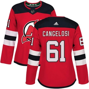 Women's Austin Cangelosi New Jersey Devils Authentic Home Jersey - Red