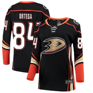 Women's Austin Ortega Anaheim Ducks Authentic Home Jersey - Black