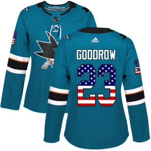 Women's Barclay Goodrow San Jose Sharks Authentic Teal USA Flag Fashion Jersey - Green