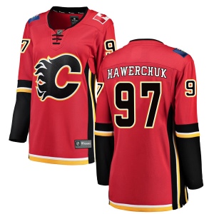 Women's Ben Hawerchuk Calgary Flames Breakaway Home Jersey - Red