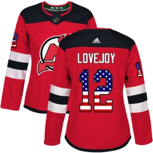 Women's Ben Lovejoy New Jersey Devils Authentic USA Flag Fashion Jersey - Red