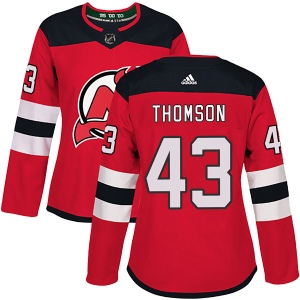 Women's Ben Thomson New Jersey Devils Authentic Home Jersey - Red