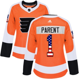 Women's Bernie Parent Philadelphia Flyers Authentic USA Flag Fashion Jersey - Orange