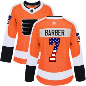 Women's Bill Barber Philadelphia Flyers Authentic USA Flag Fashion Jersey - Orange