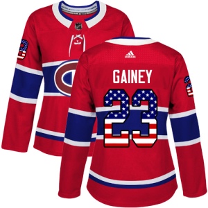 Women's Bob Gainey Montreal Canadiens Authentic USA Flag Fashion Jersey - Red