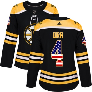 Women's Bobby Orr Boston Bruins Authentic USA Flag Fashion Jersey - Black