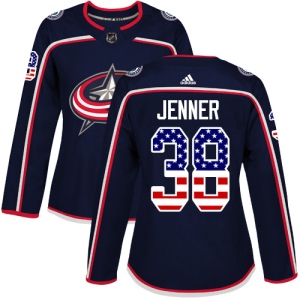 Women's Boone Jenner Columbus Blue Jackets Authentic USA Flag Fashion Jersey - Navy Blue