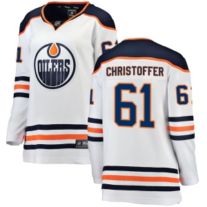 Women's Braden Christoffer Edmonton Oilers Authentic Away Breakaway Jersey - White