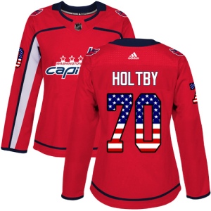 Women's Braden Holtby Washington Capitals Authentic USA Flag Fashion Jersey - Red