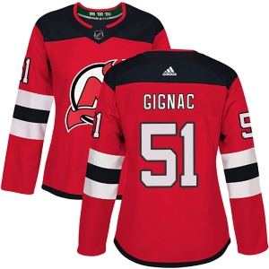 Women's Brandon Gignac New Jersey Devils Authentic Home Jersey - Red