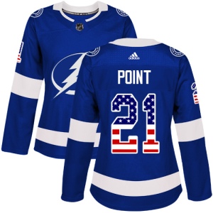 Women's Brayden Point Tampa Bay Lightning Authentic USA Flag Fashion Jersey - Blue