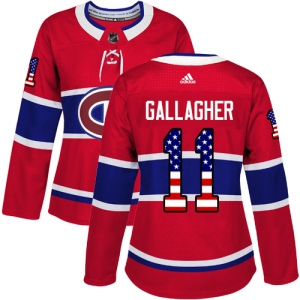 Women's Brendan Gallagher Montreal Canadiens Authentic USA Flag Fashion Jersey - Red