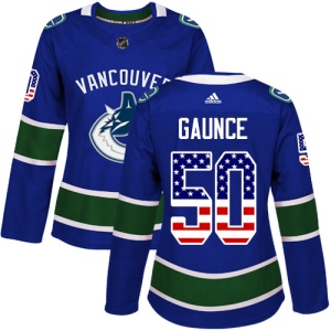 Women's Brendan Gaunce Vancouver Canucks Authentic USA Flag Fashion Jersey - Blue