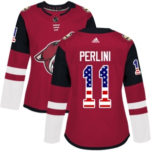 Women's Brendan Perlini Arizona Coyotes Authentic USA Flag Fashion Jersey - Red