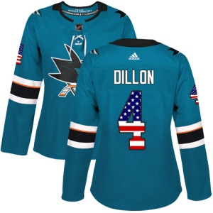 Women's Brenden Dillon San Jose Sharks Authentic Teal USA Flag Fashion Jersey - Green