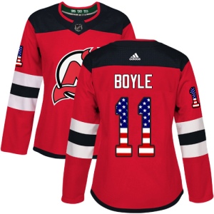 Women's Brian Boyle New Jersey Devils Authentic USA Flag Fashion Jersey - Red