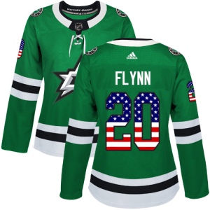 Women's Brian Flynn Dallas Stars Authentic USA Flag Fashion Jersey - Green