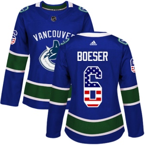 Women's Brock Boeser Vancouver Canucks Authentic USA Flag Fashion Jersey - Blue