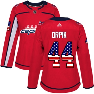 Women's Brooks Orpik Washington Capitals Authentic USA Flag Fashion Jersey - Red