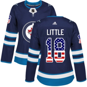 Women's Bryan Little Winnipeg Jets Authentic USA Flag Fashion Jersey - Navy Blue