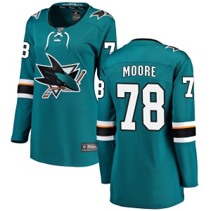 Women's Bryan Moore San Jose Sharks Breakaway Home Jersey - Teal