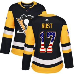 Women's Bryan Rust Pittsburgh Penguins Authentic USA Flag Fashion Jersey - Black