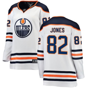 Women's Caleb Jones Edmonton Oilers Authentic Away Breakaway Jersey - White