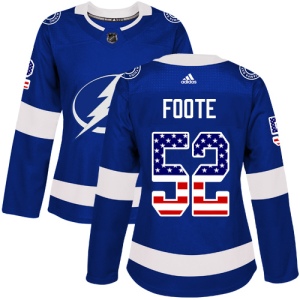 Women's Callan Foote Tampa Bay Lightning Authentic USA Flag Fashion Jersey - Blue