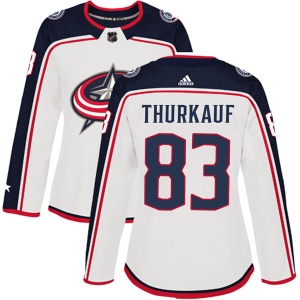 Women's Calvin Thurkauf Columbus Blue Jackets Authentic Away Jersey - White