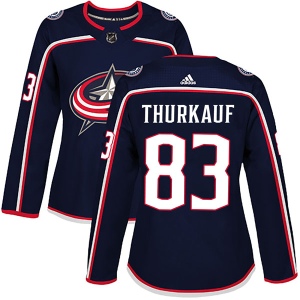 Women's Calvin Thurkauf Columbus Blue Jackets Authentic Home Jersey - Navy