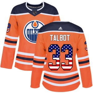 Women's Cam Talbot Edmonton Oilers Authentic USA Flag Fashion Jersey - Orange