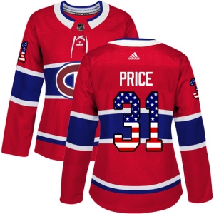 Women's Carey Price Montreal Canadiens Authentic USA Flag Fashion Jersey - Red