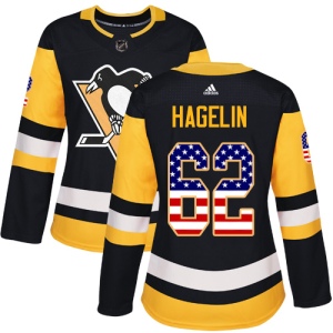 Women's Carl Hagelin Pittsburgh Penguins Authentic USA Flag Fashion Jersey - Black