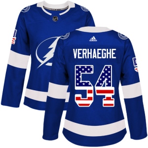 Women's Carter Verhaeghe Tampa Bay Lightning Authentic USA Flag Fashion Jersey - Blue